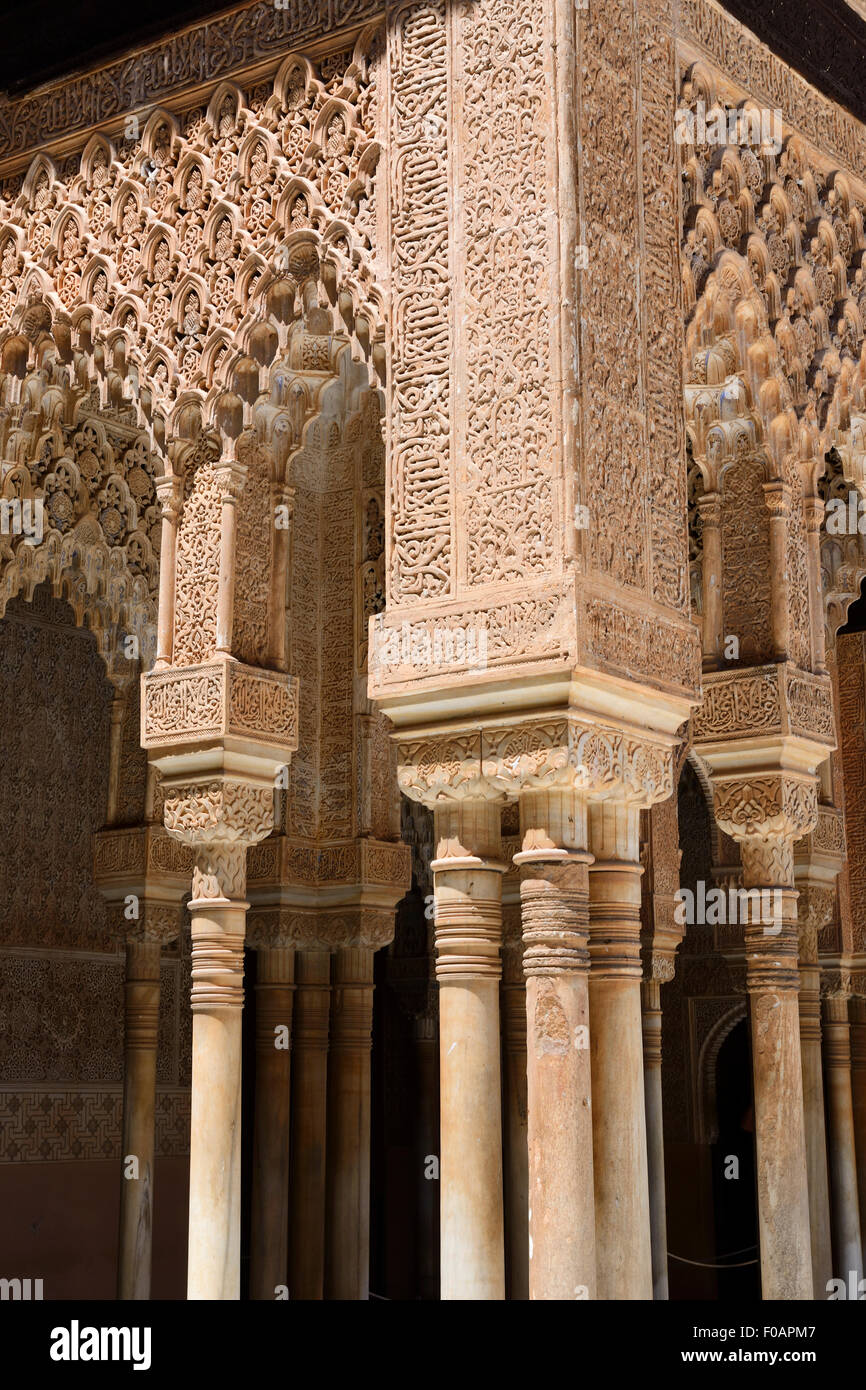Palacio de Los Leones nel Alhambra Palace complesso, Granada, Andalusia, Spagna Foto Stock