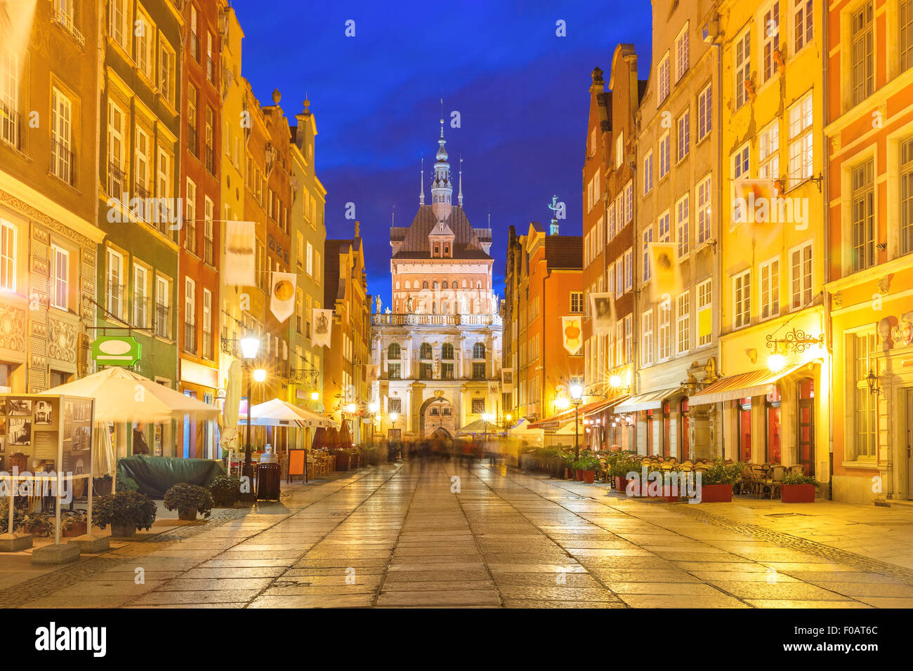 Long Lane e Golden Gate, Gdansk Città Vecchia, Polonia Foto Stock