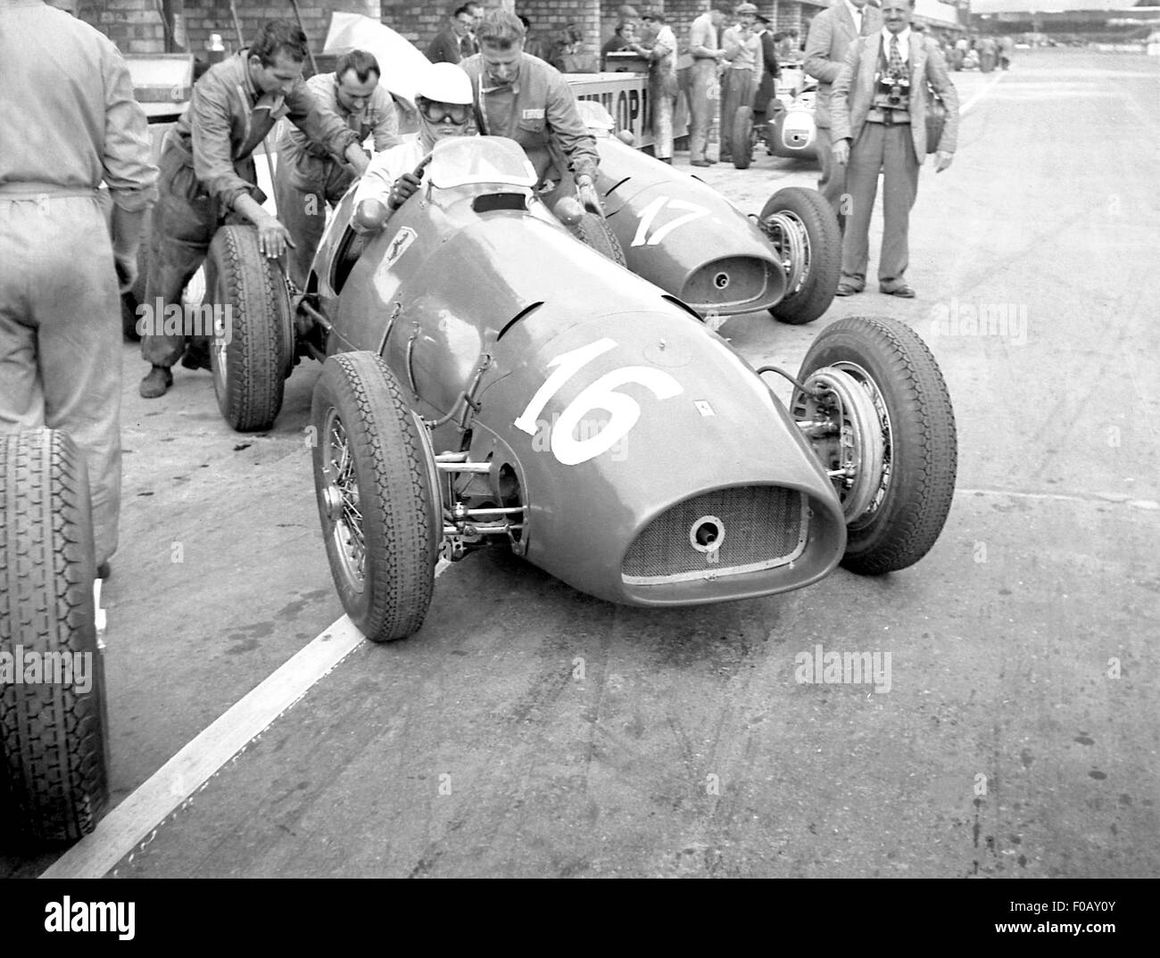 FARINA FERRARI 500 BOX, GP di Gran Bretagna a Silverstone 1952 Foto Stock