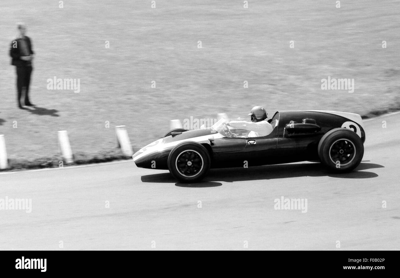 GP di Gran Bretagna : L'Aintree 18 luglio 1959. Jack Brabham Cooper-Climax T51 vincitore di gara. Foto Stock