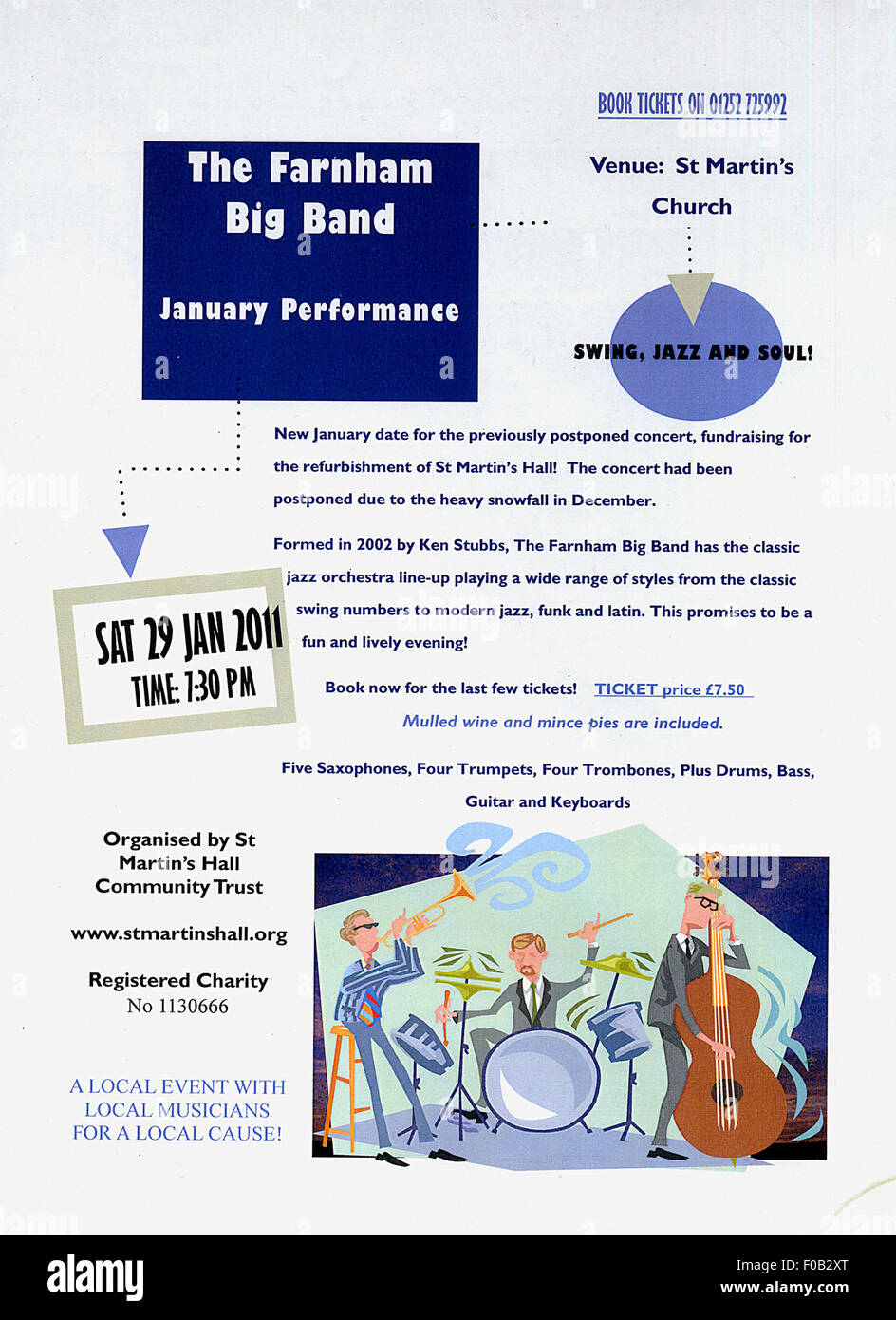 Farnham Big Band poster concerto dal 2011 Foto Stock