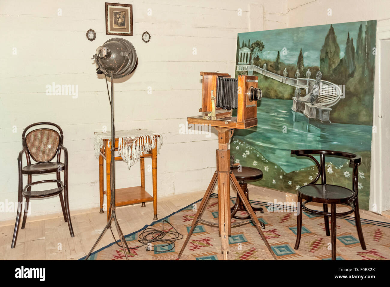 Atelier fotografico in Tokarnia open-air museum, Polonia Foto Stock