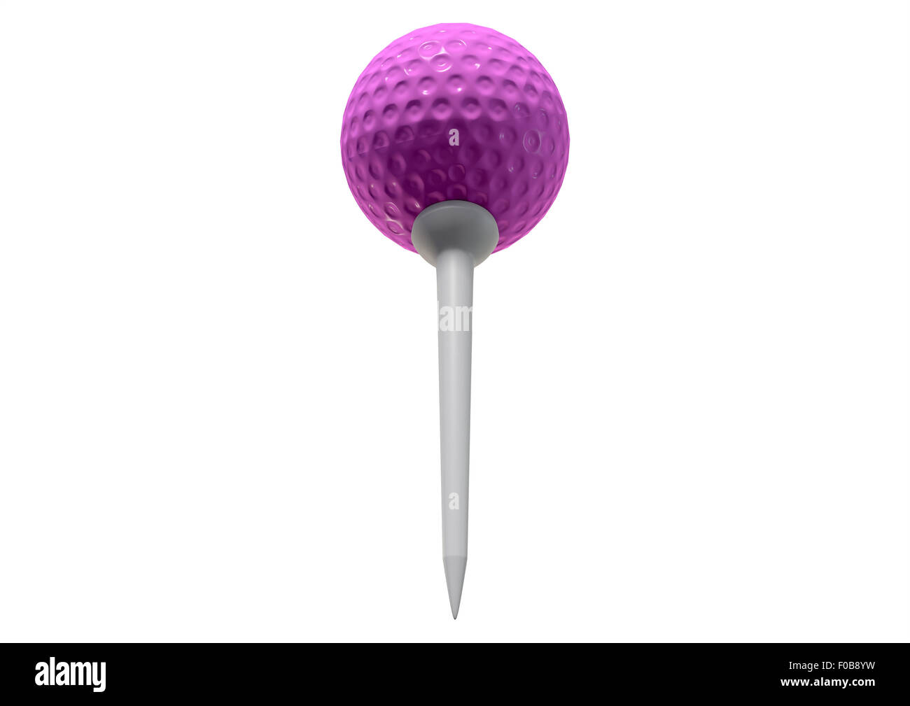 Un regolare rosa pallina da golf sul raccordo a T su un isolato bianco di sfondo per studio Foto Stock