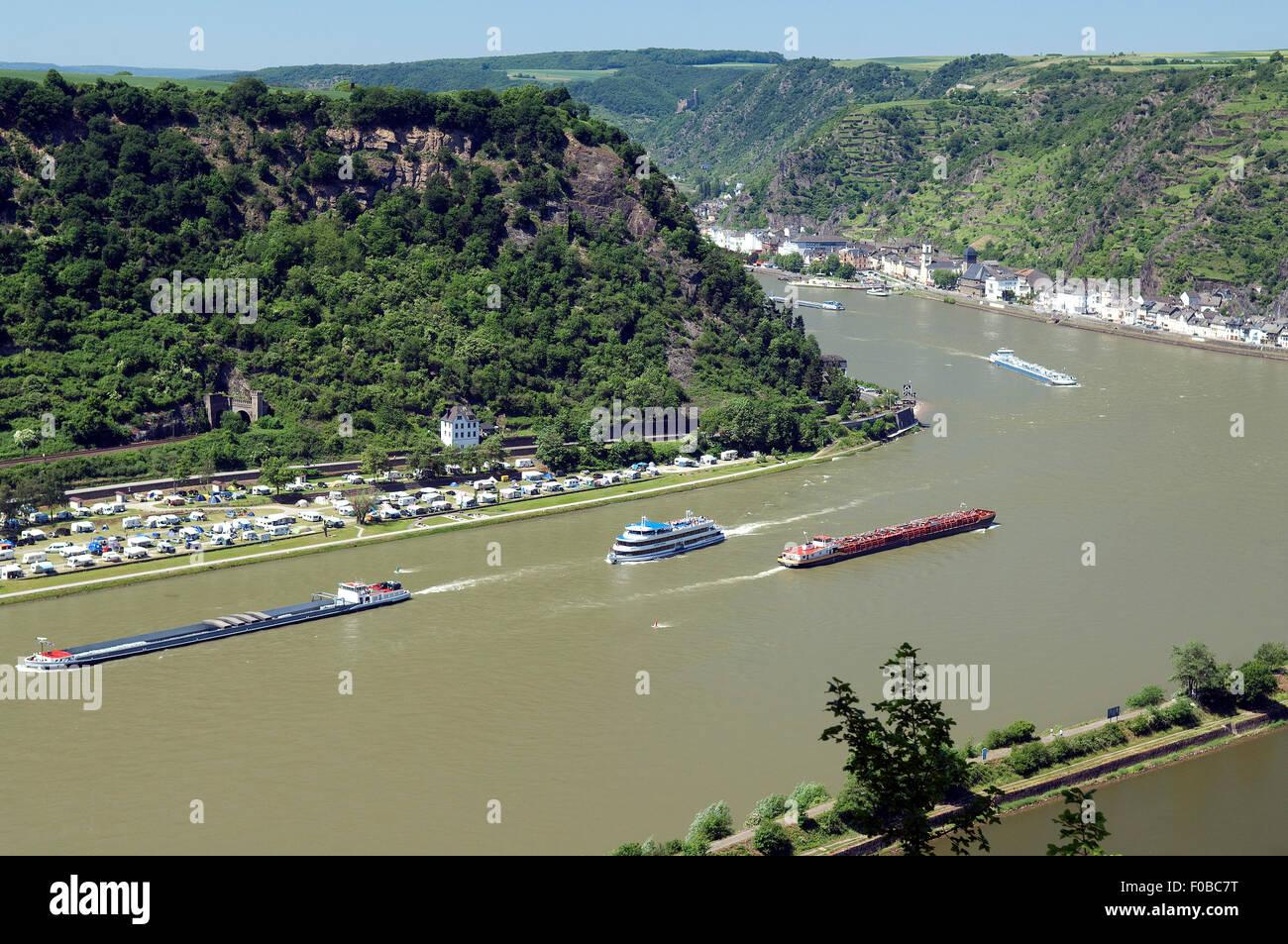 Blick von der Loreley, Rhein; Foto Stock