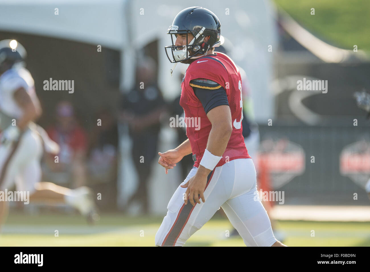 Houston, Texas, Stati Uniti d'America. 11 Ago, 2015. Houston Texans quarterback Tom Savage (3) in corrispondenza del Texans training camp presso il Methodist Training Center accanto a NRG Stadium di Houston, TX su agosto 11th, 2015. Credito: Trask Smith/ZUMA filo/Alamy Live News Foto Stock