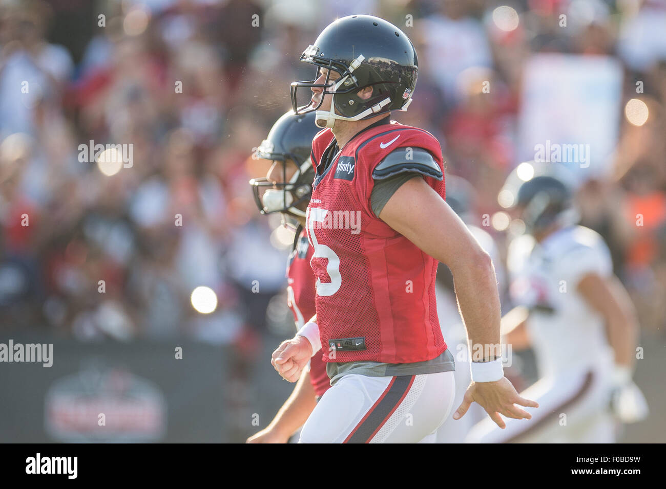 Houston, Texas, Stati Uniti d'America. 11 Ago, 2015. Houston Texans quarterback Ryan Mallett (15) a Texans training camp presso il Methodist Training Center accanto a NRG Stadium di Houston, TX su agosto 11th, 2015. Credito: Trask Smith/ZUMA filo/Alamy Live News Foto Stock
