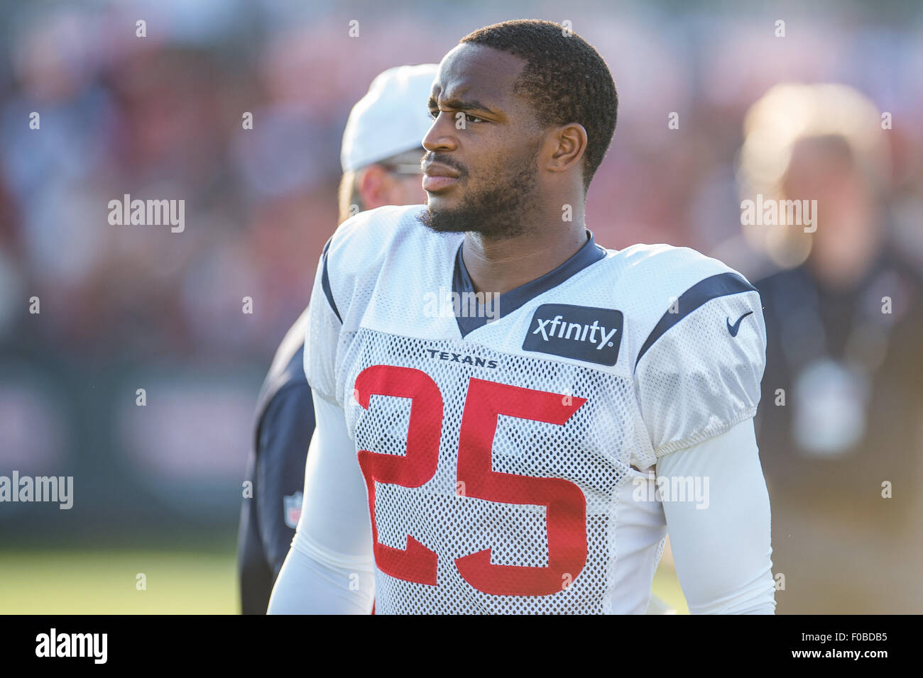 Houston, Texas, Stati Uniti d'America. 11 Ago, 2015. Houston Texans cornerback Kareem Jackson (25) a Texans training camp presso il Methodist Training Center accanto a NRG Stadium di Houston, TX su agosto 11th, 2015. Credito: Trask Smith/ZUMA filo/Alamy Live News Foto Stock