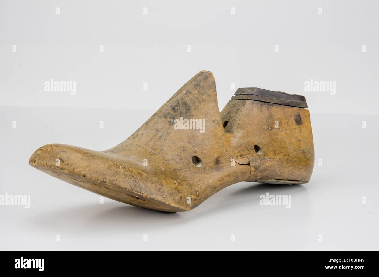Stampo in legno per calzature cobbling Foto Stock