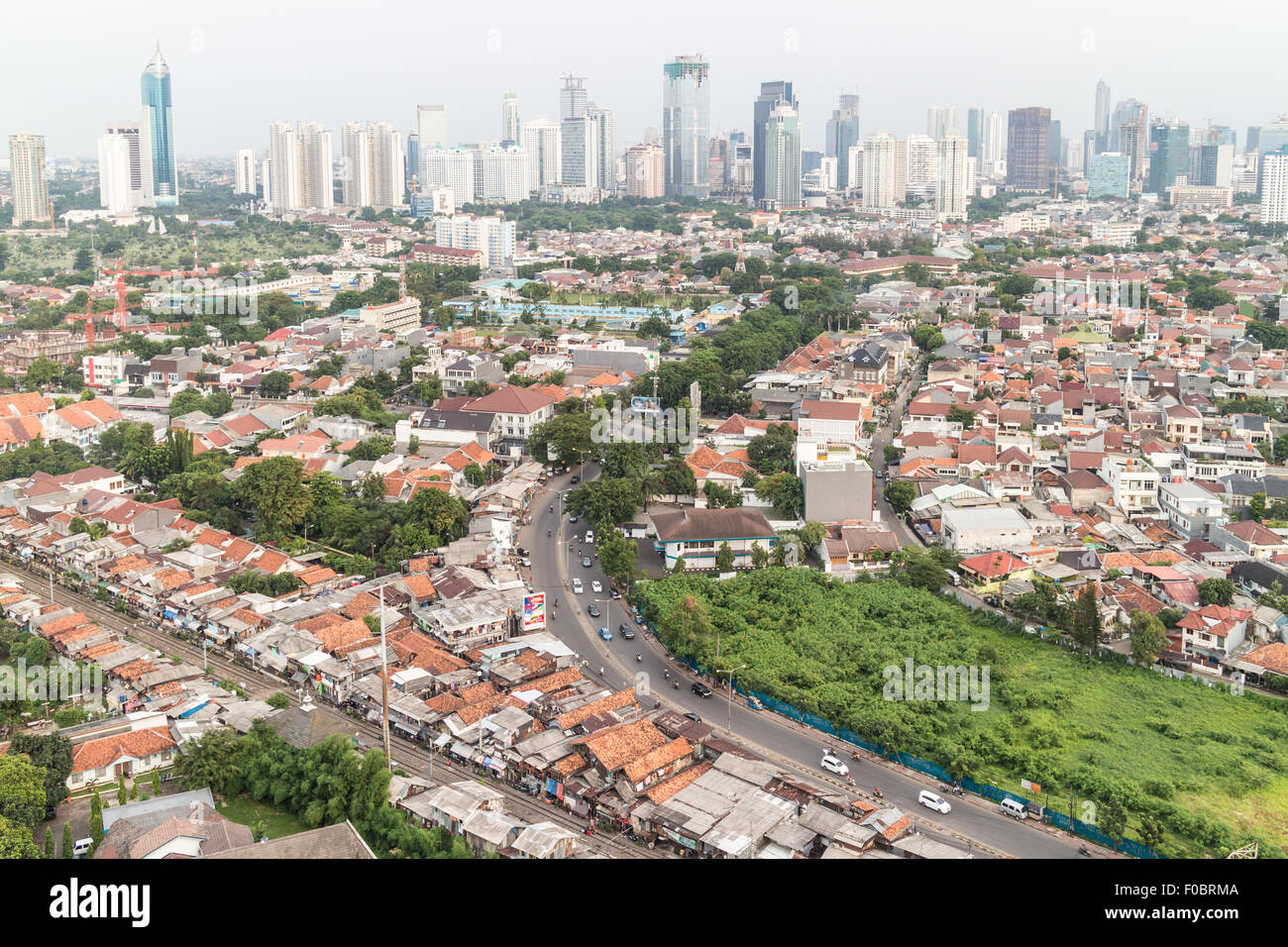 Zona residenziale nel centro di Jakarta, la città capitale di Indonesia. La città è ancora composto di molti villaggi, Foto Stock