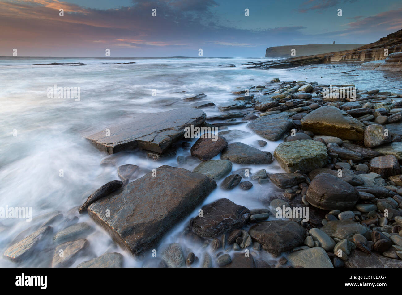 Marwick bay e operazioni automatiche di fine campo, Continentale, Orkney Foto Stock