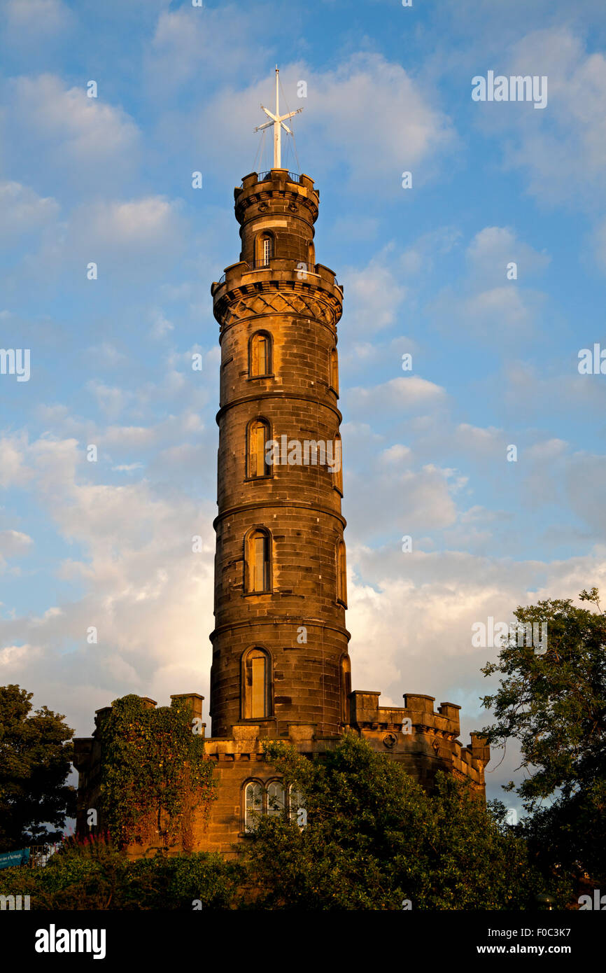 Monumento Nelson Calton Hill Edinburgh Scotland Regno Unito Foto Stock