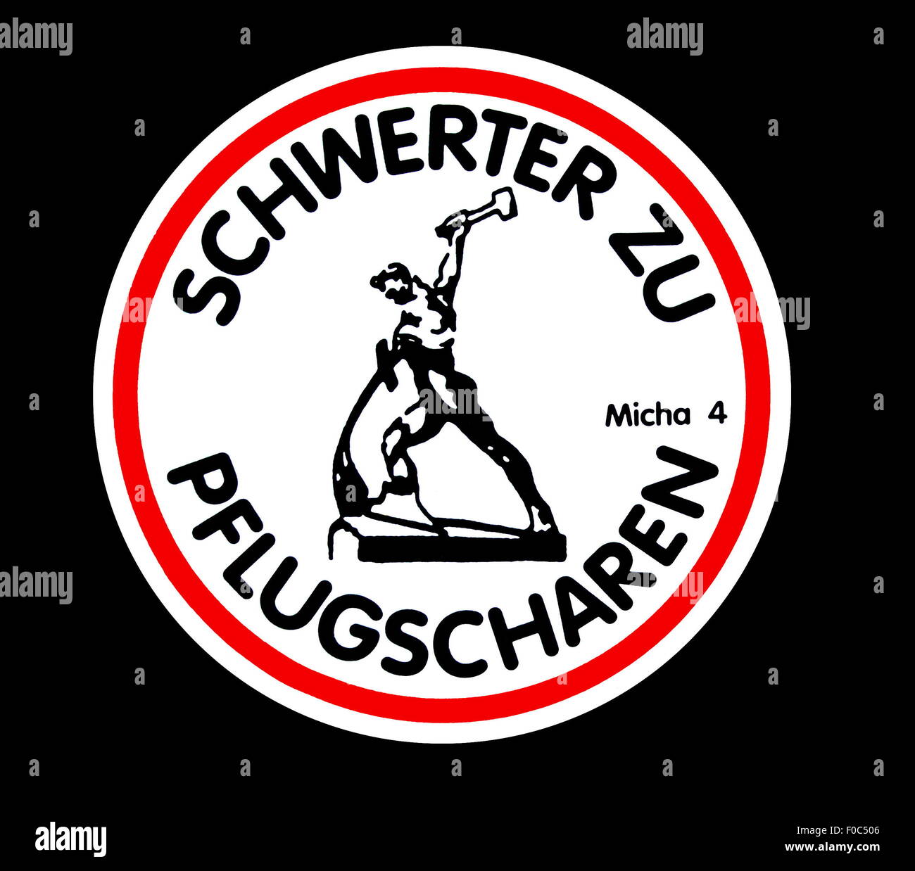 Geografia / viaggio, Germania, politica, 'Schwerter zu Pflugscharen' (spade a poowshare), emblema del movimento di pace della Germania orientale, anni 80, diritti aggiuntivi-clearences-non disponibile Foto Stock