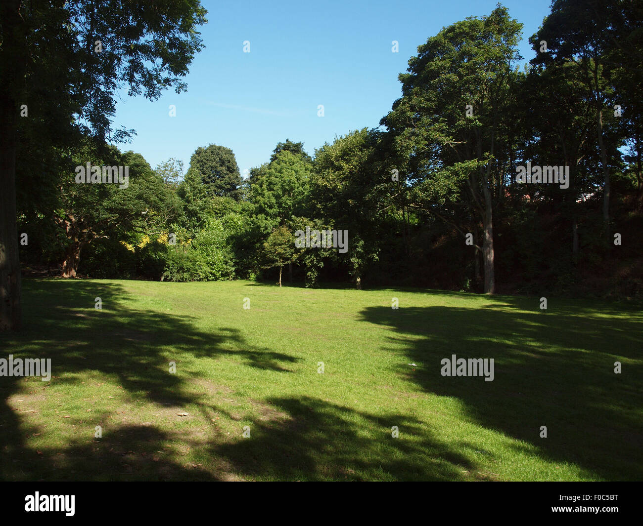 Newcastle Upon Tyne, Regno Unito. 12 Agosto, 2015. Regno Unito: Meteo Il recentemente rinnovato e ristrutturato Northumberland Park, una piccola oasi nei sobborghi di Tynemouth su una mattina di sole. Credito: James Walsh Alamy/Live News Foto Stock