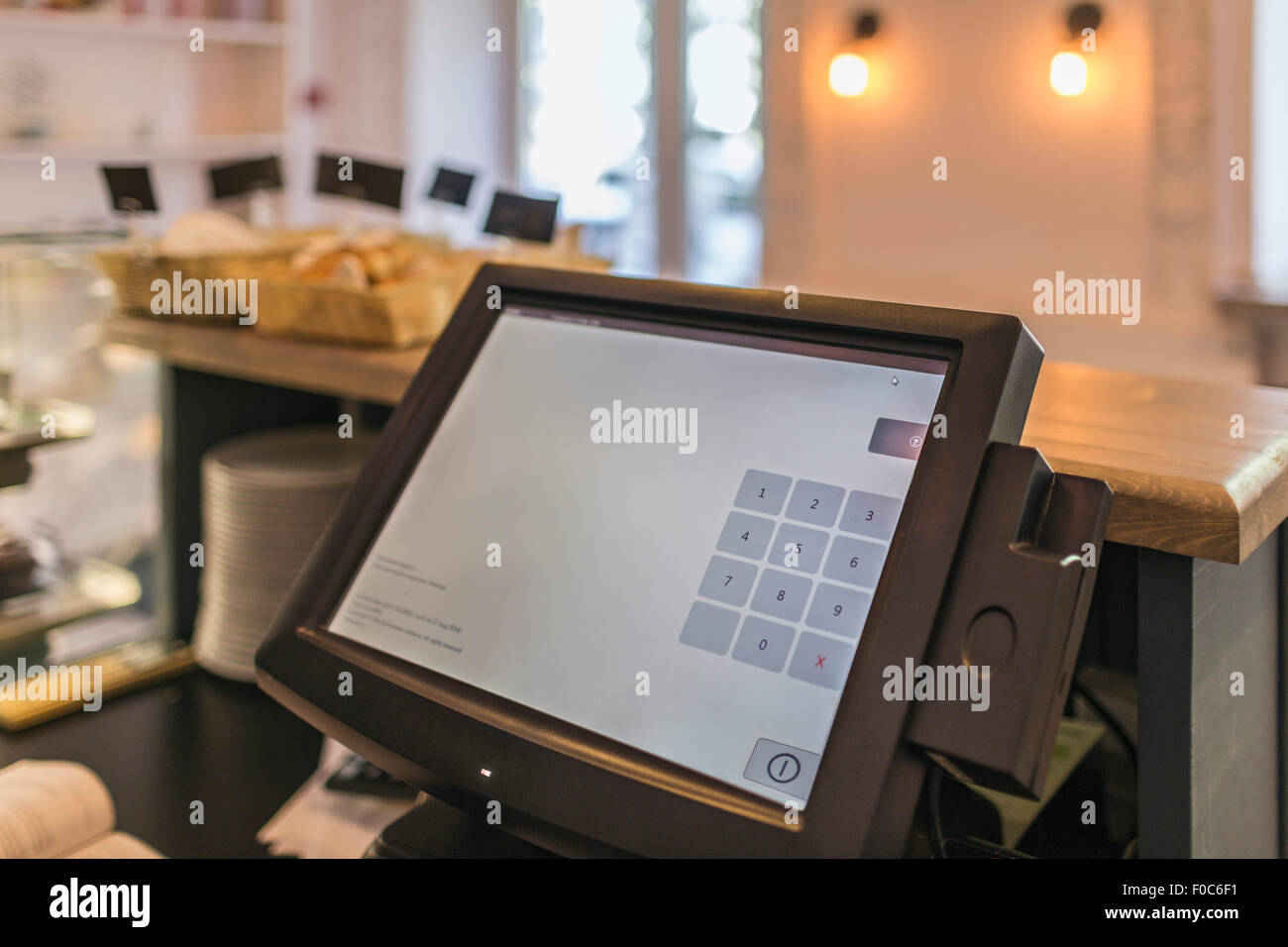 Close-up di cassa nel coffee shop Foto Stock