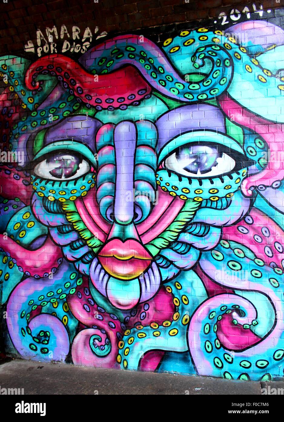 Questa foto è stata scattata in Digbeth, Birmingham. Questo graffiti è stato creato in collaborazione con la città di colore' festival d'arte. Foto Stock