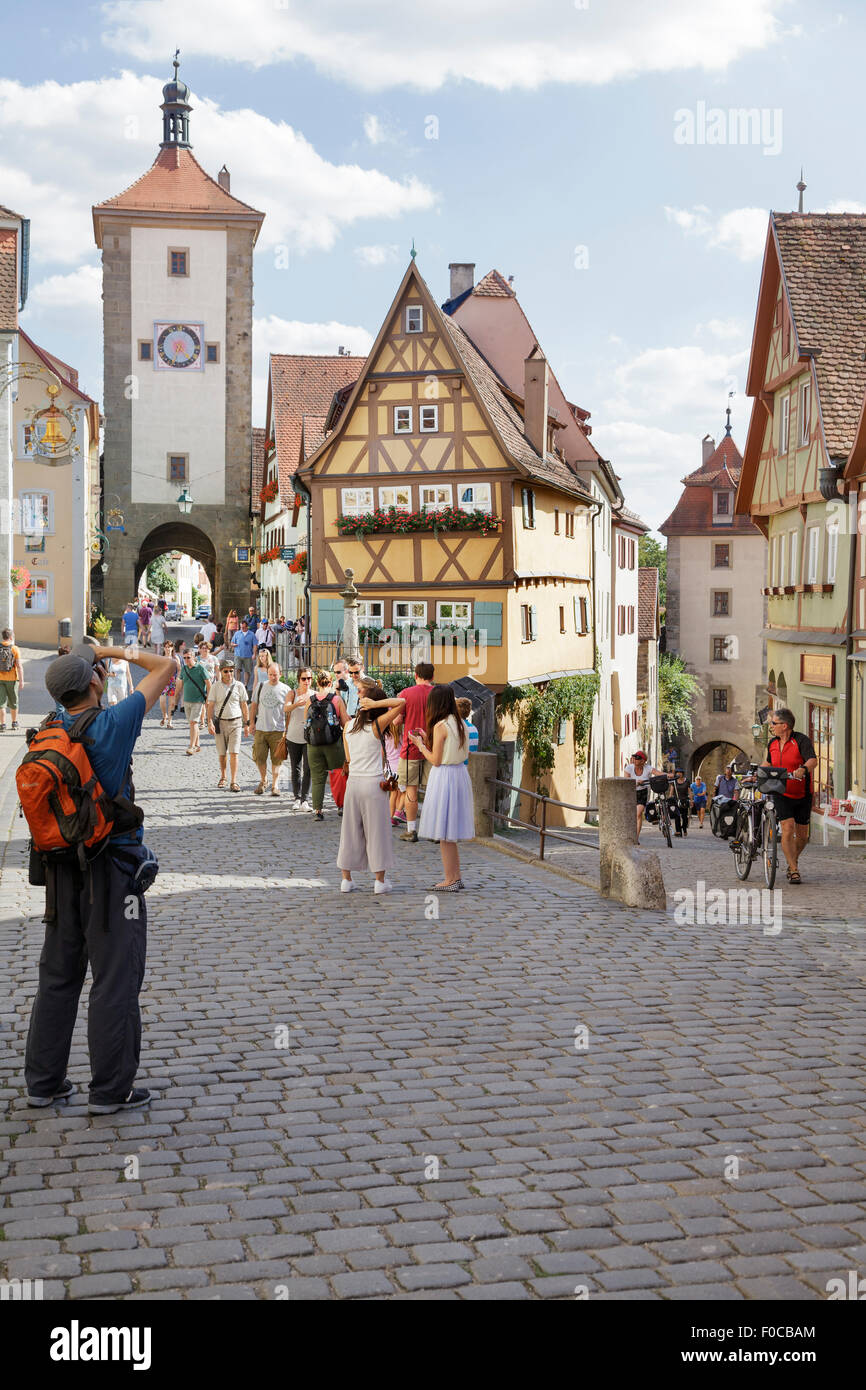 Plönlein, Rothenburg ob der Tauber, Franconia, Baviera, Germania Foto Stock