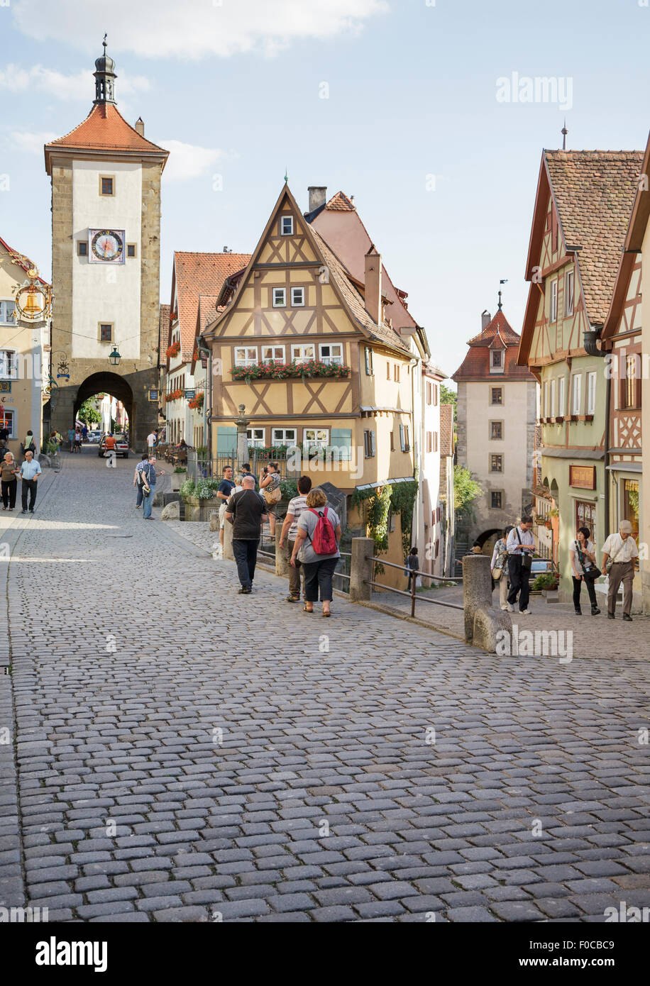 Plönlein, Rothenburg ob der Tauber, Franconia, Baviera, Germania Foto Stock