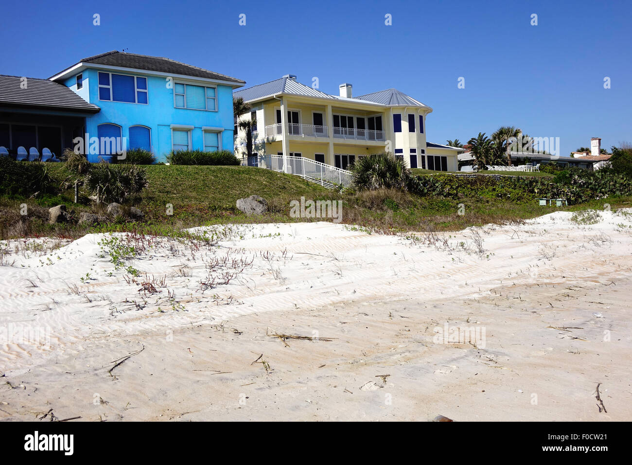 Case sulla spiaggia di Ormond Beach, Florida Foto Stock