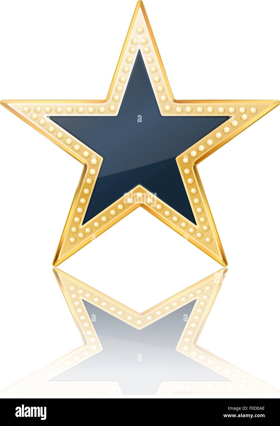 Dark Blue star con cornice dorata su bianco Illustrazione Vettoriale