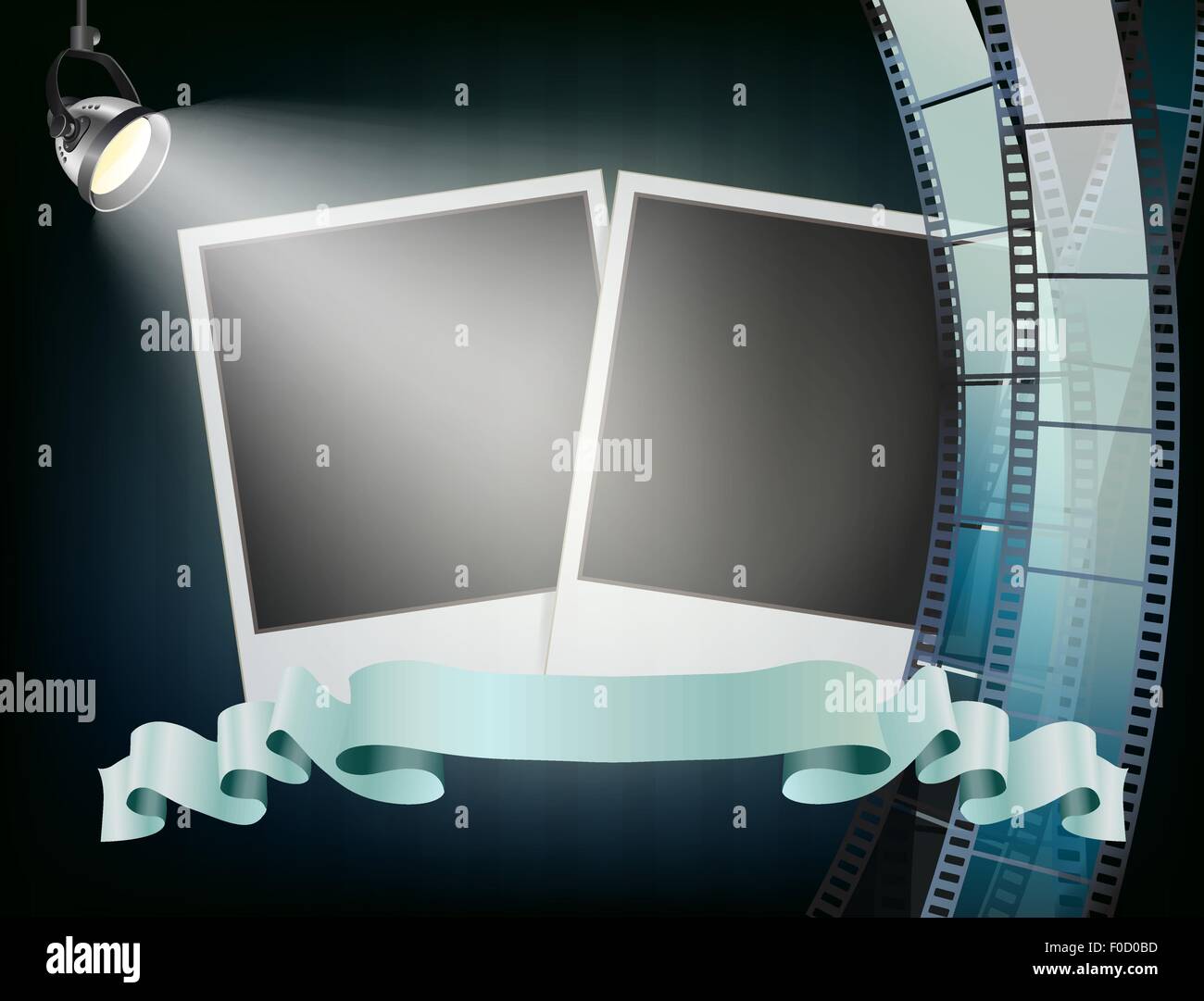 Album di foto di sfondo, luci dello studio, ondulate filmina e nastro Illustrazione Vettoriale