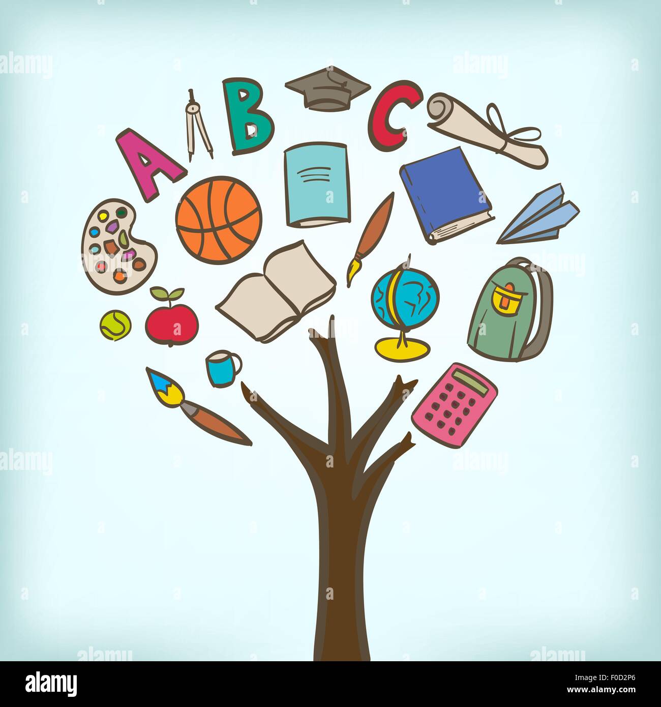 Struttura astratta con la scuola utensili come le foglie Illustrazione Vettoriale