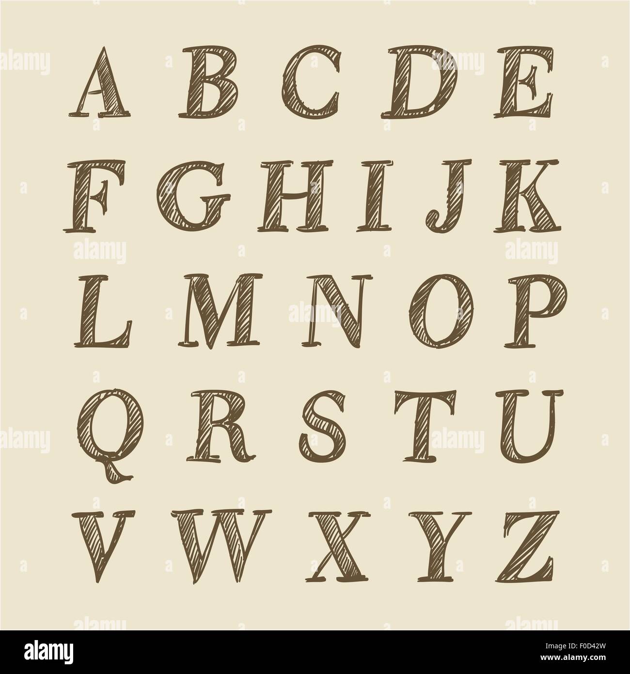 Abc retrò disegnati a mano con un pennarello Illustrazione Vettoriale