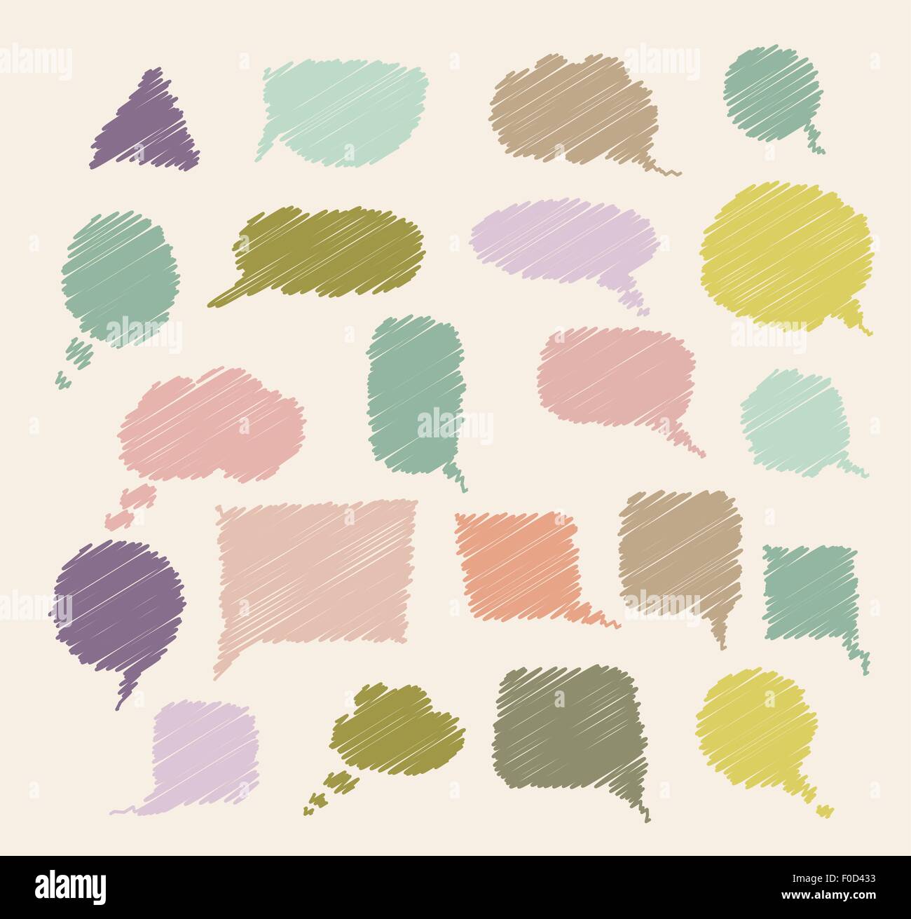 Set di disegnato a mano bolle del parlato Illustrazione Vettoriale