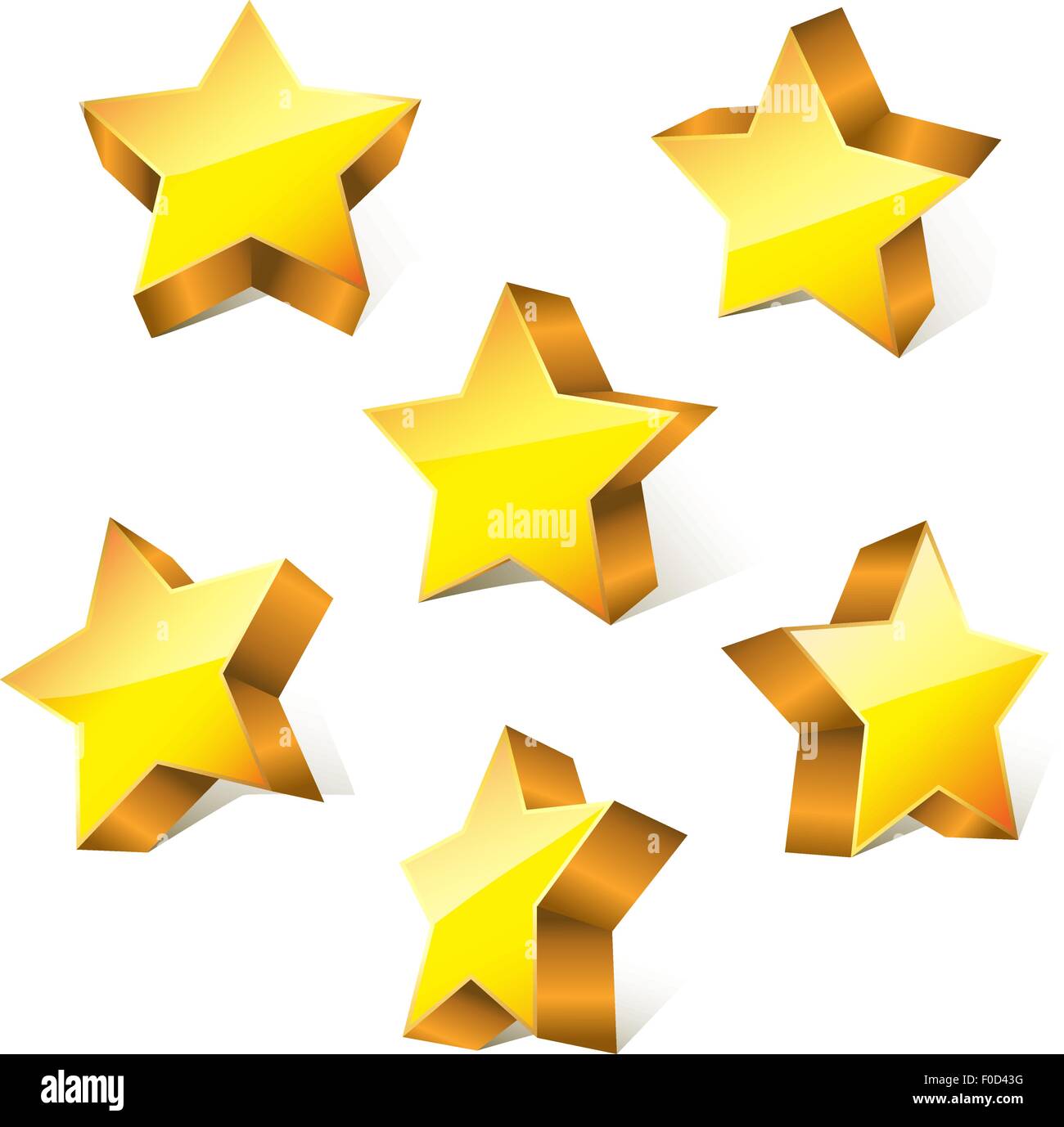 3d golden poco luminose stelle insieme con variazioni Illustrazione Vettoriale