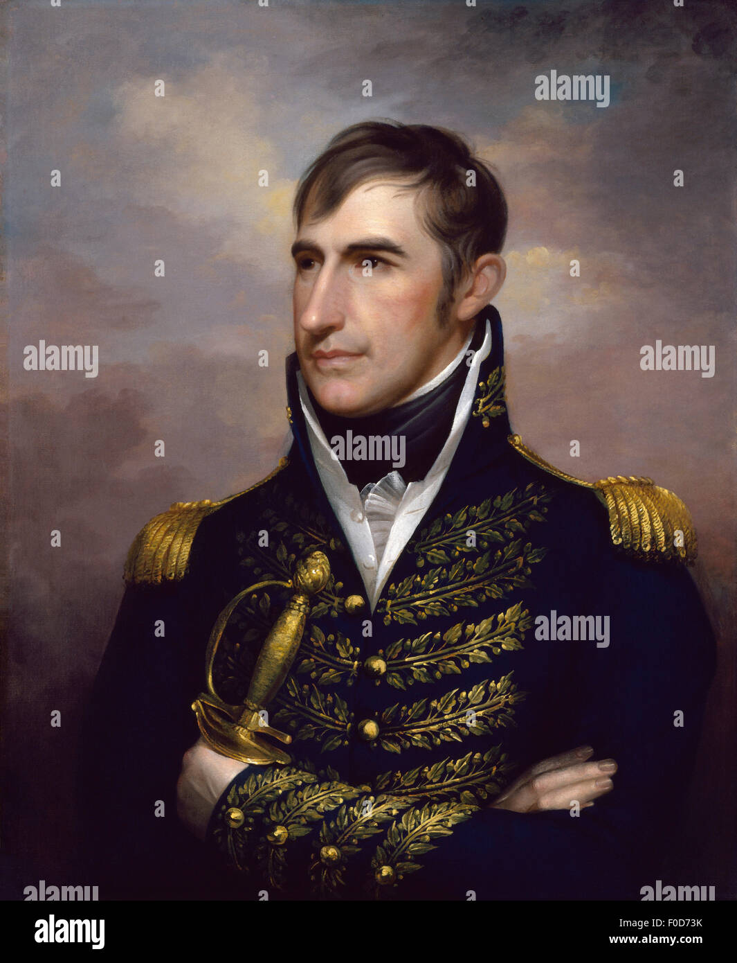 Vintage americano della storia della pittura del presidente William Henry Harrison. Originale da Rembrandt Peale. Foto Stock