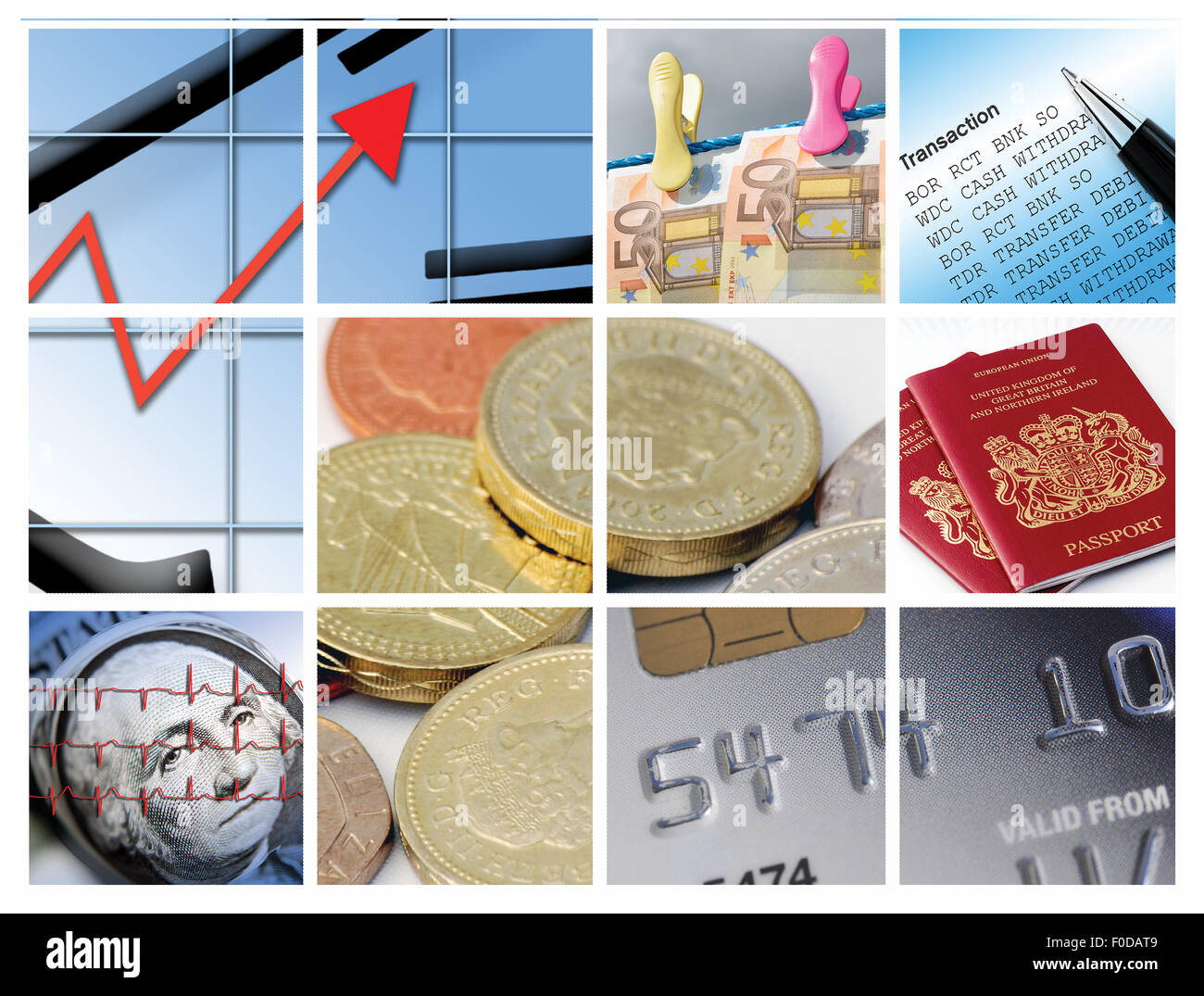 Dodici immagini relative al business e finanza Foto Stock