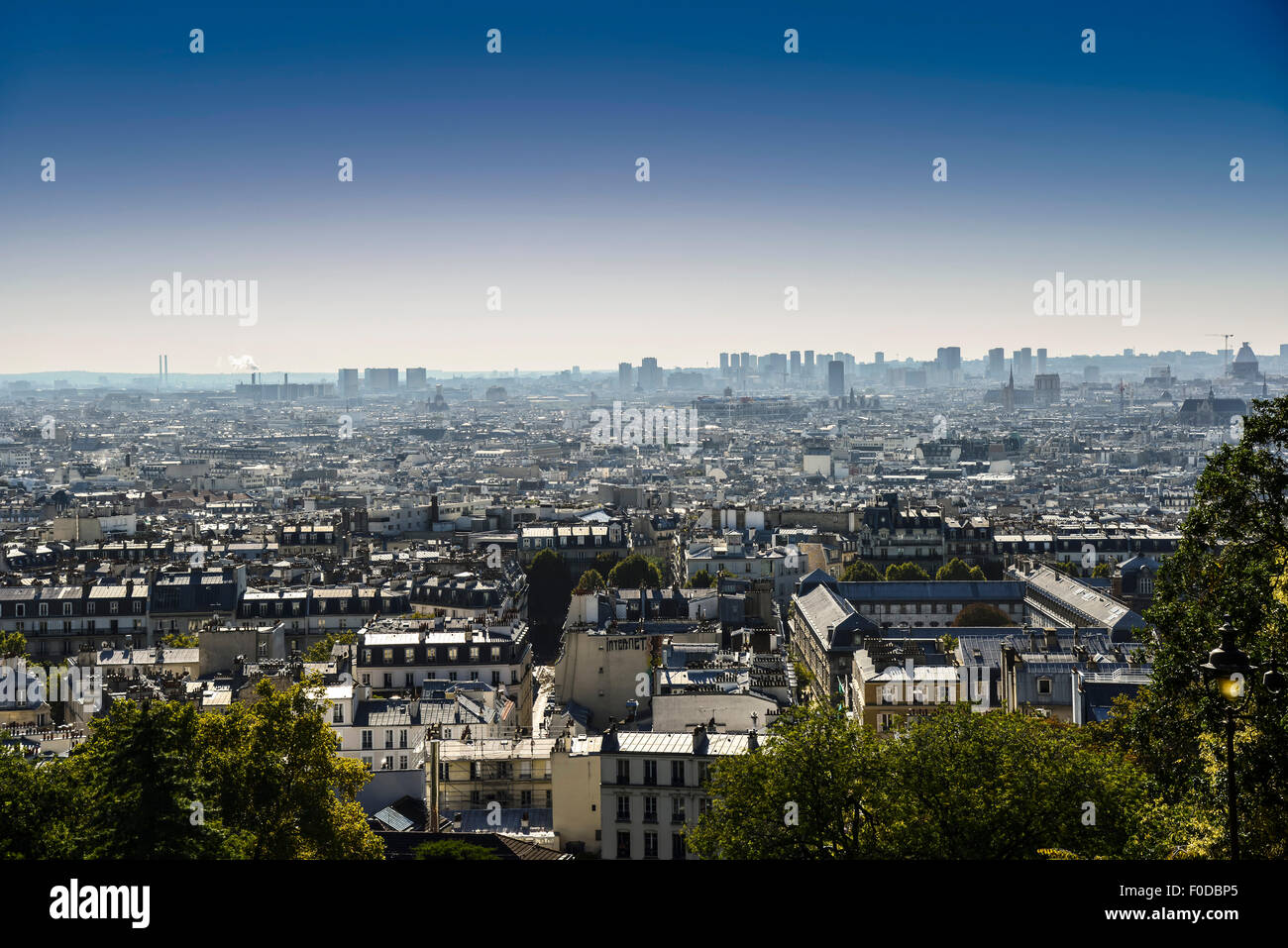 Vista di Parigi dalla collina di Montmartre, l'Île-de-France, Francia Foto Stock