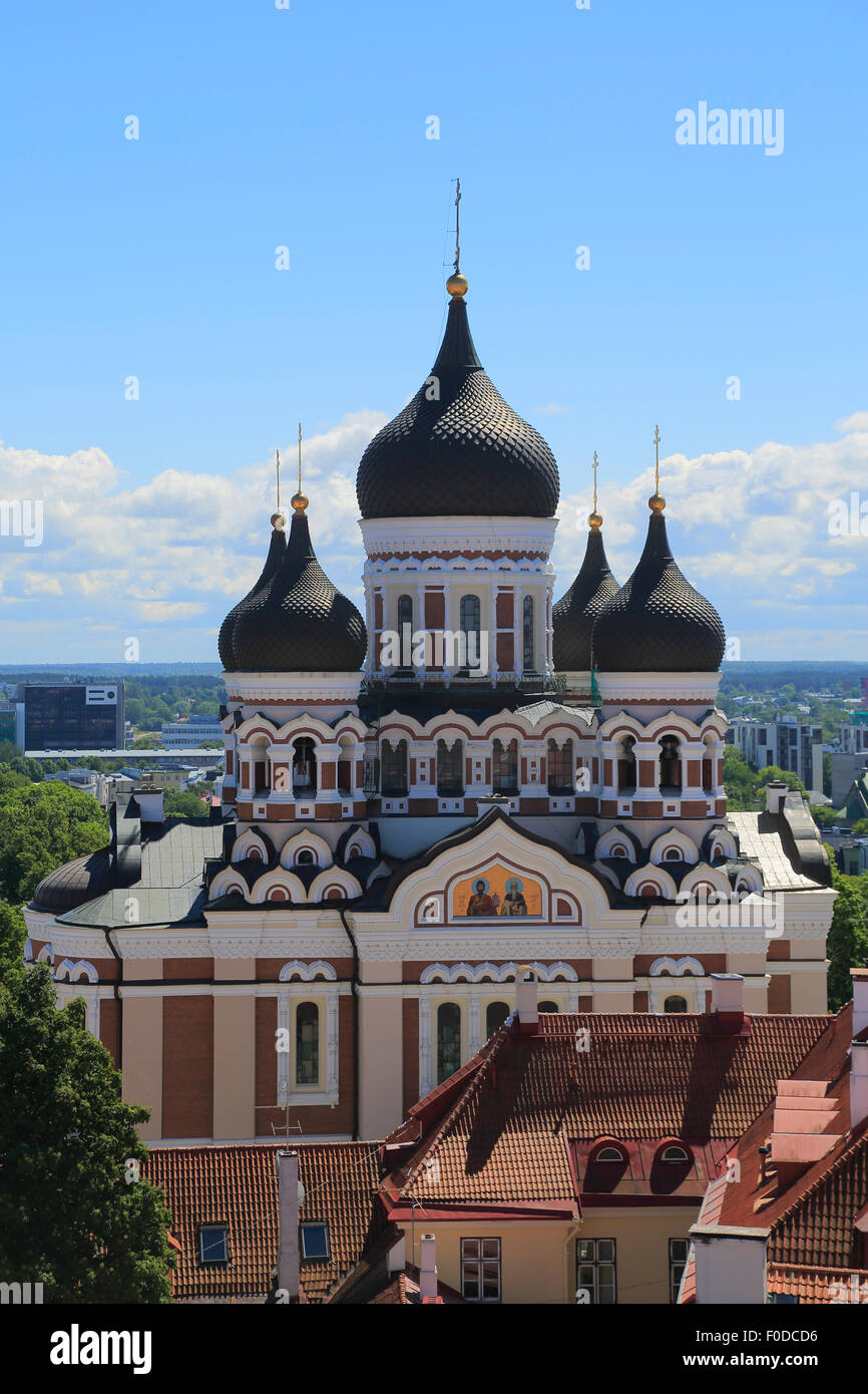 La Cattedrale Alexander Nevsky, Aleksander Nevski Katedraal, visto dalla torre della cattedrale Toomkirik, Tallinn, Estonia Foto Stock