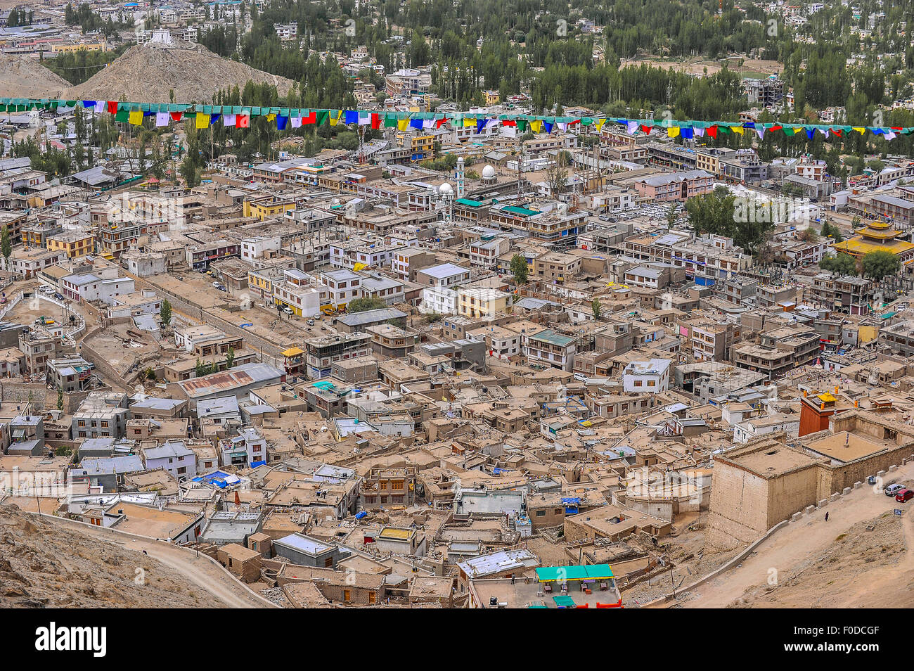 India Jammu Kashmir Ladakh Leh una vista della città di Leh Foto Stock