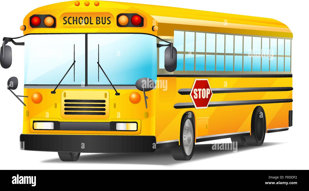 Scuola bus su bianco. illustrazione vettoriale Illustrazione Vettoriale