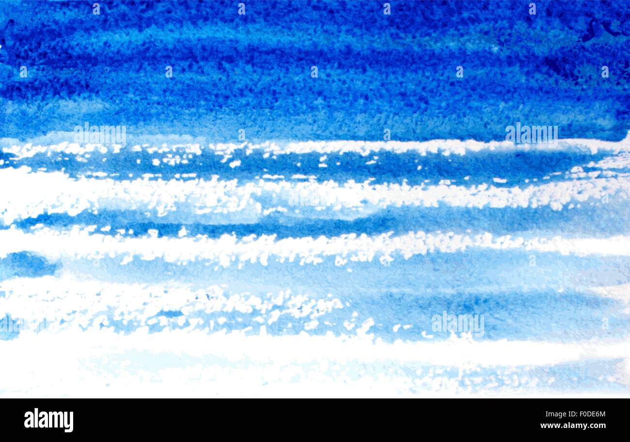 Acquerello blu pennellate sfondo. illustrazione vettoriale Illustrazione Vettoriale