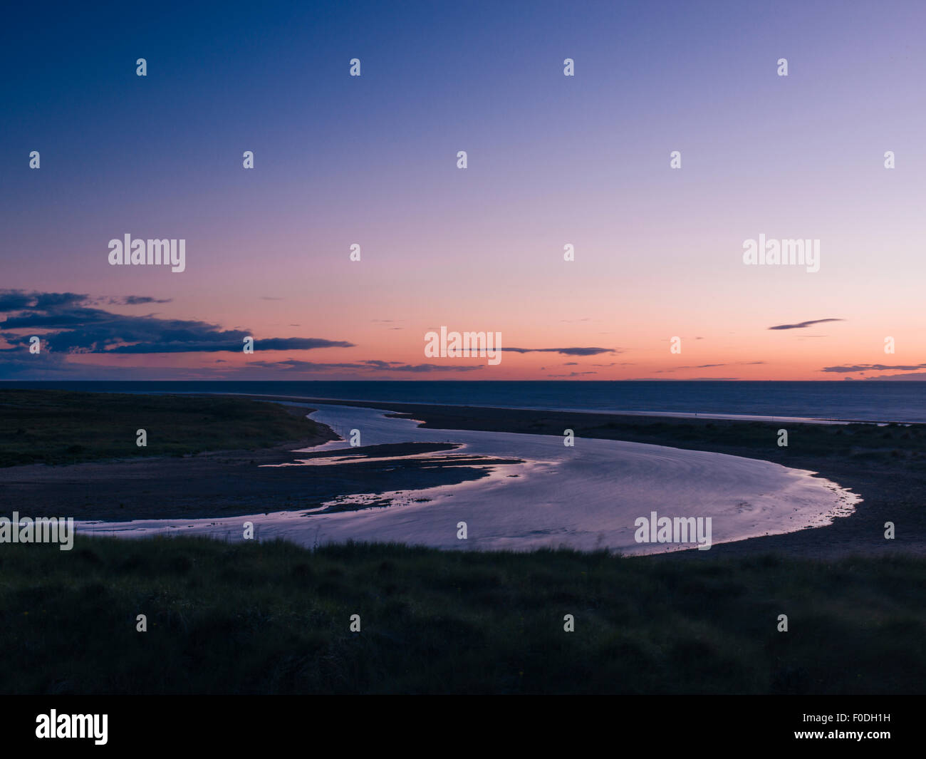 Holme next-mare, Norfolk al tramonto. Foto Stock