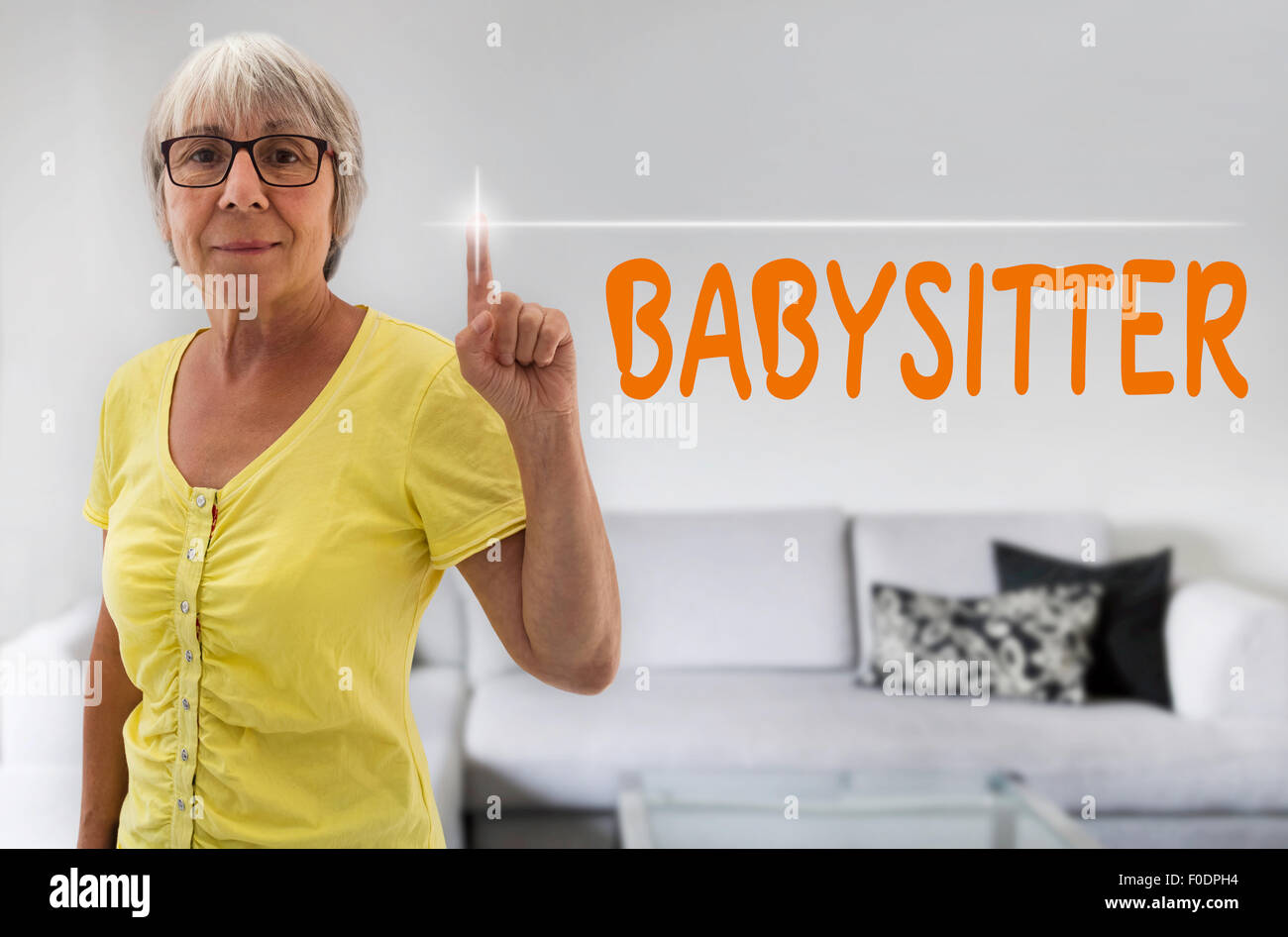 Babysitter touchscreen è rappresentato dagli alti. Foto Stock