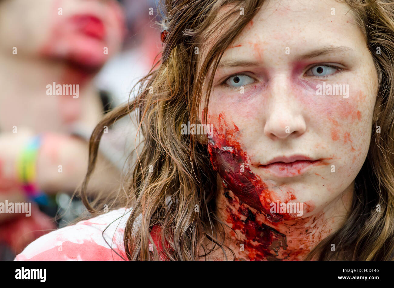 Zombie a piedi evento in Montreal, 2012 Foto Stock