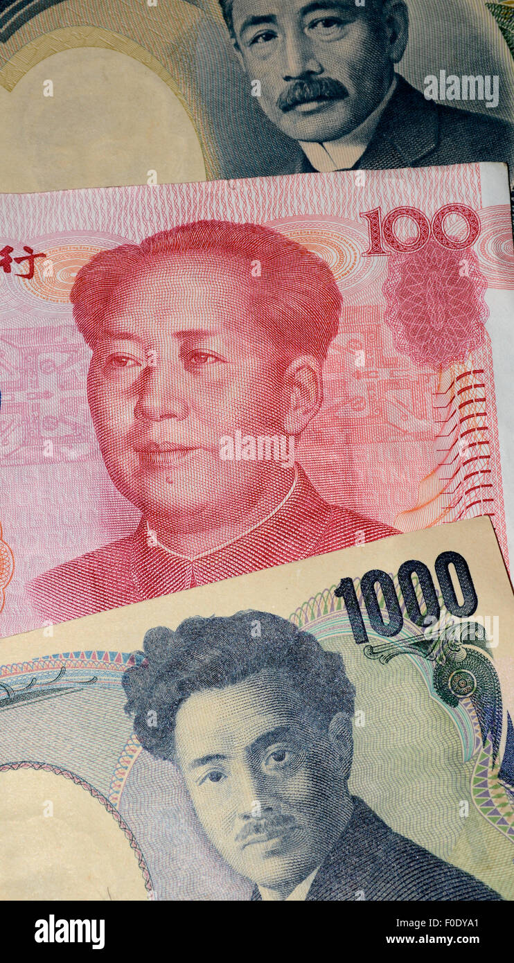 Yuan cinese e yen giapponese Foto Stock