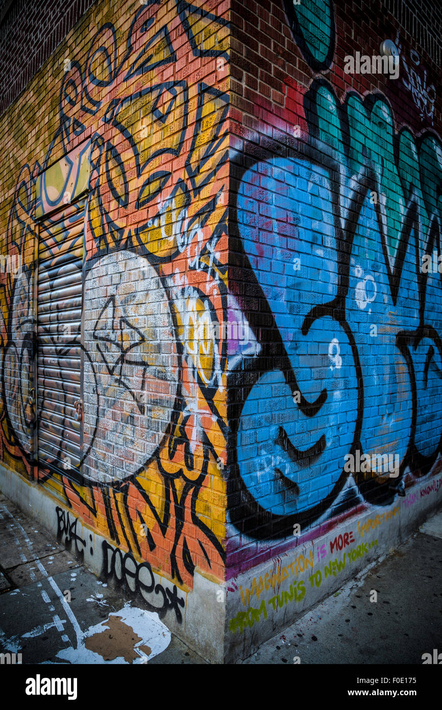 Muro di Graffiti. Arte Urbana sfondo vettoriale. Brooklyn Foto Stock