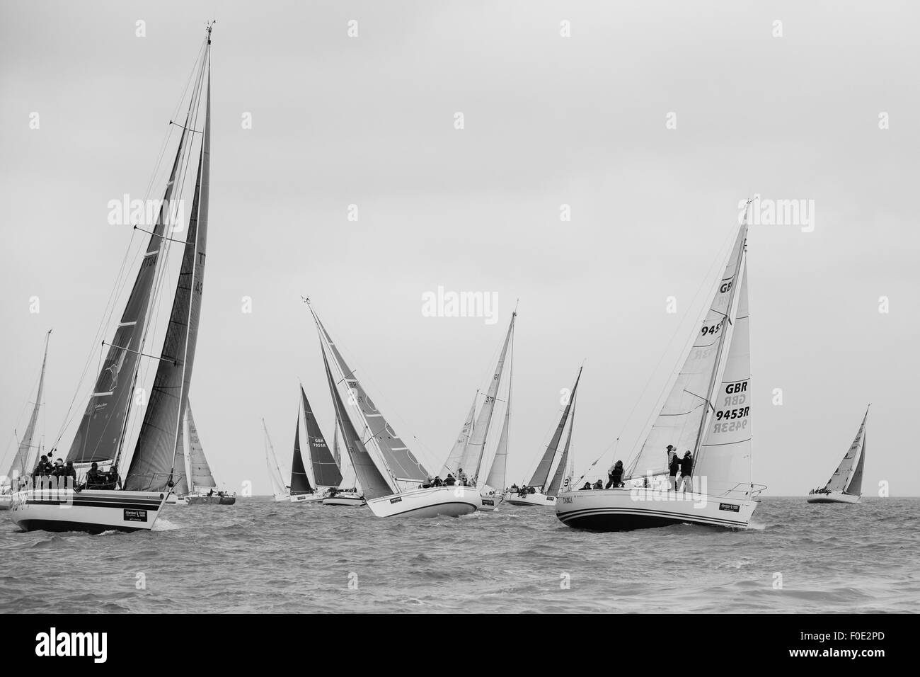 13.08.2015. Cowes, Isola di Wight in Inghilterra. Azione dal giorno 6 di Aberdeen Asset Management Cowes Week. Foto Stock