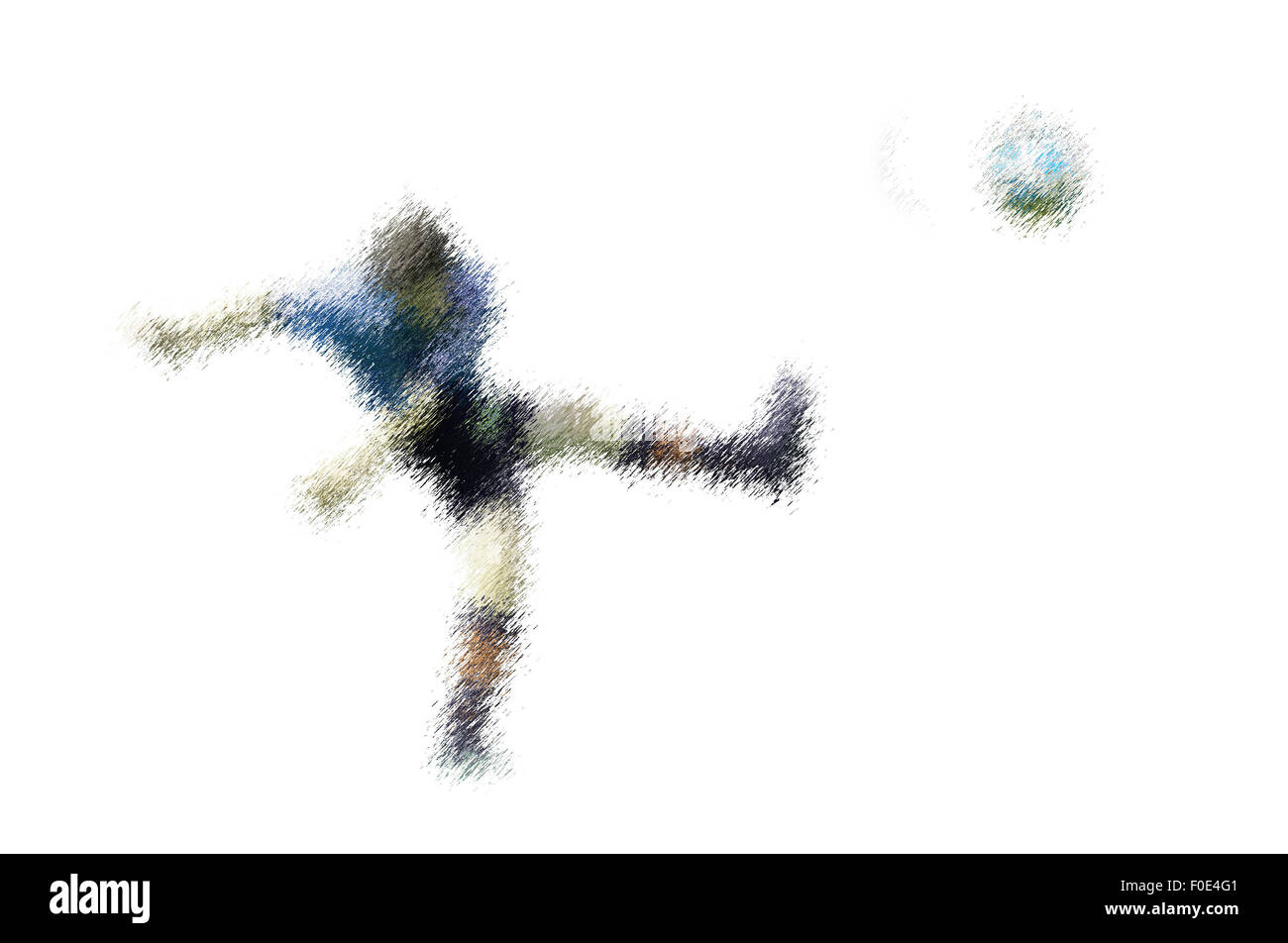 Lettore Blu germogli. Abstract illustrazione digitale di soccer football giocatori, gli adolescenti circa quindici anni, in azione isolata Foto Stock