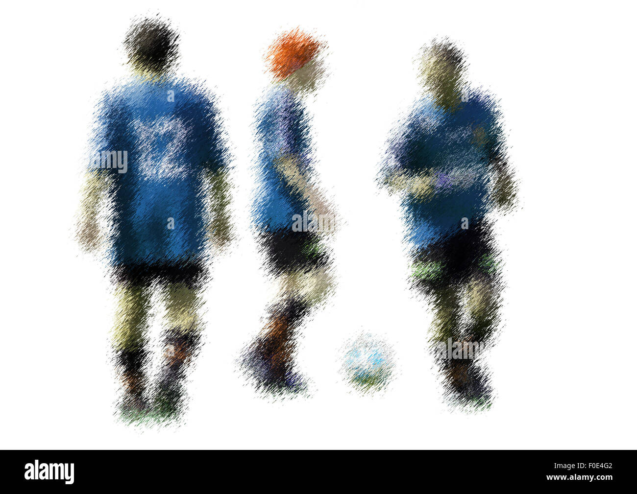Dopo l'azione. Abstract illustrazione digitale di soccer football giocatori, gli adolescenti circa quindici anni, in azione isolata su Foto Stock