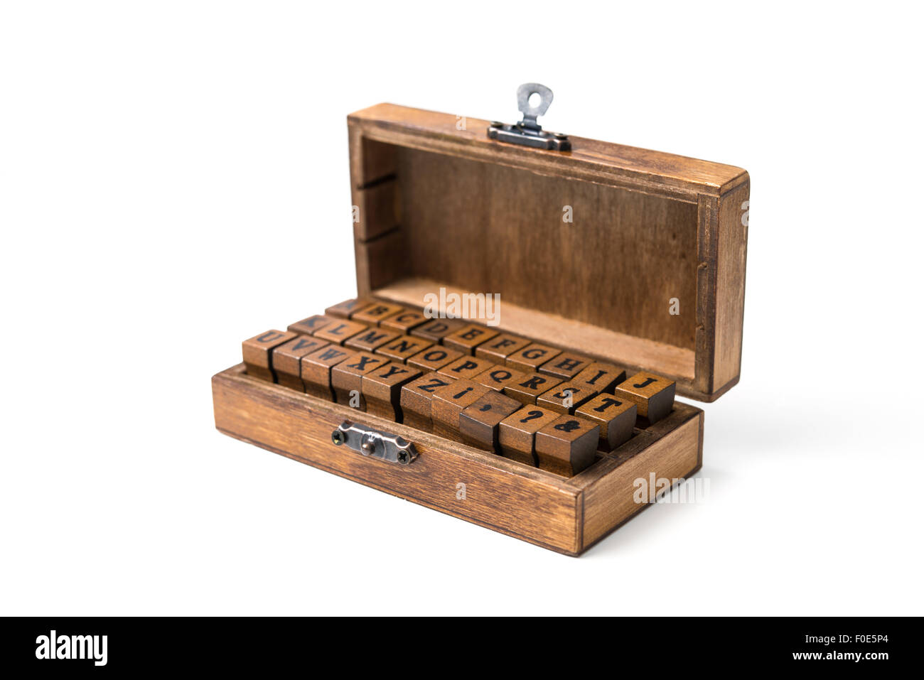 Lettere legno stampigliato nella scatola di legno Foto Stock