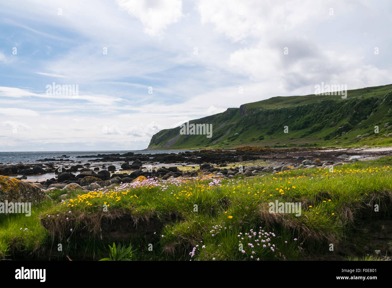 Guardando verso Bennan testa dal Kildonan sull'isola di Arran, North Ayrshire, in Scozia. Foto Stock