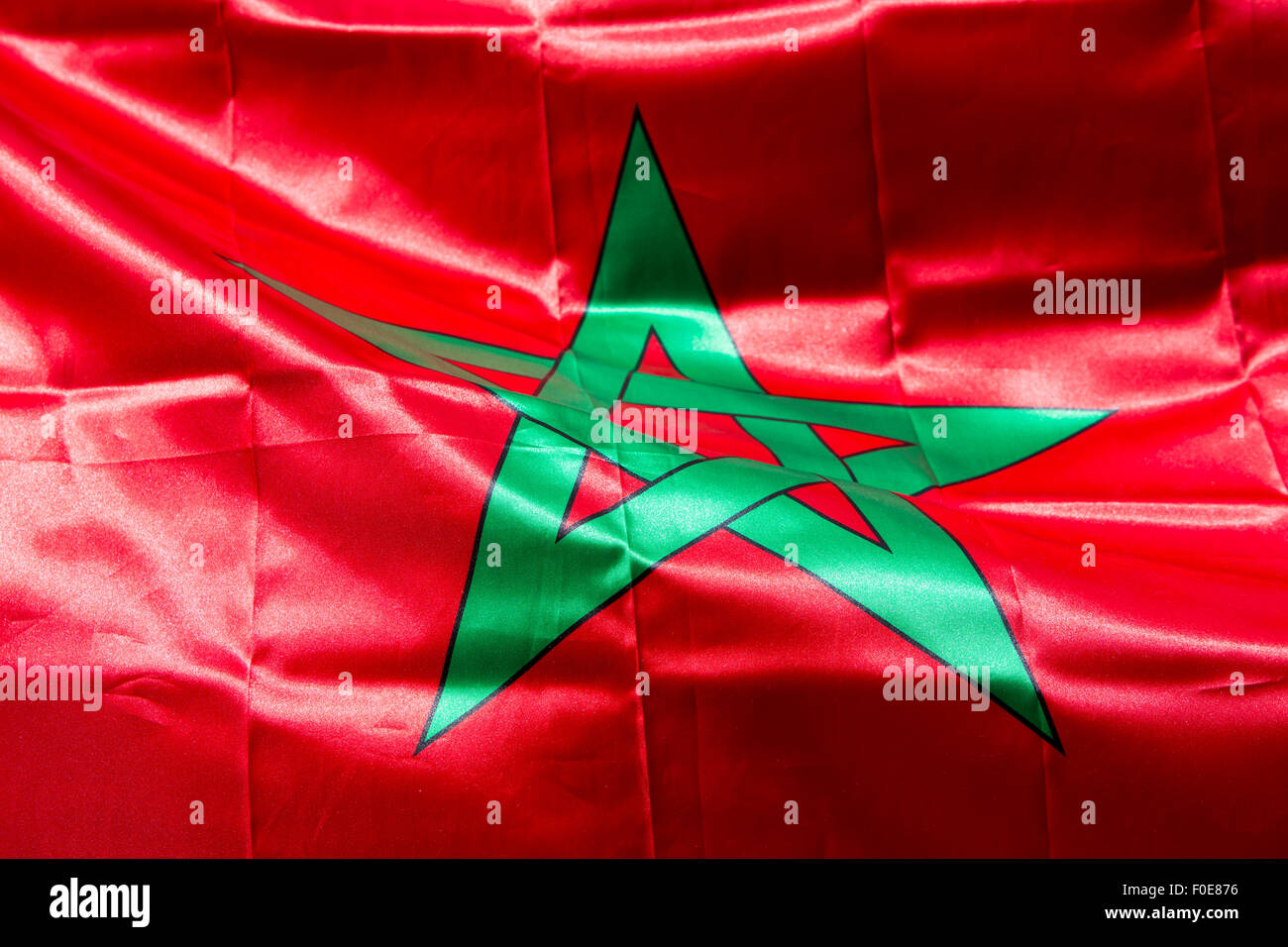 Marocchino bandiera nazionale con la stella verde su sfondo rosso Foto Stock