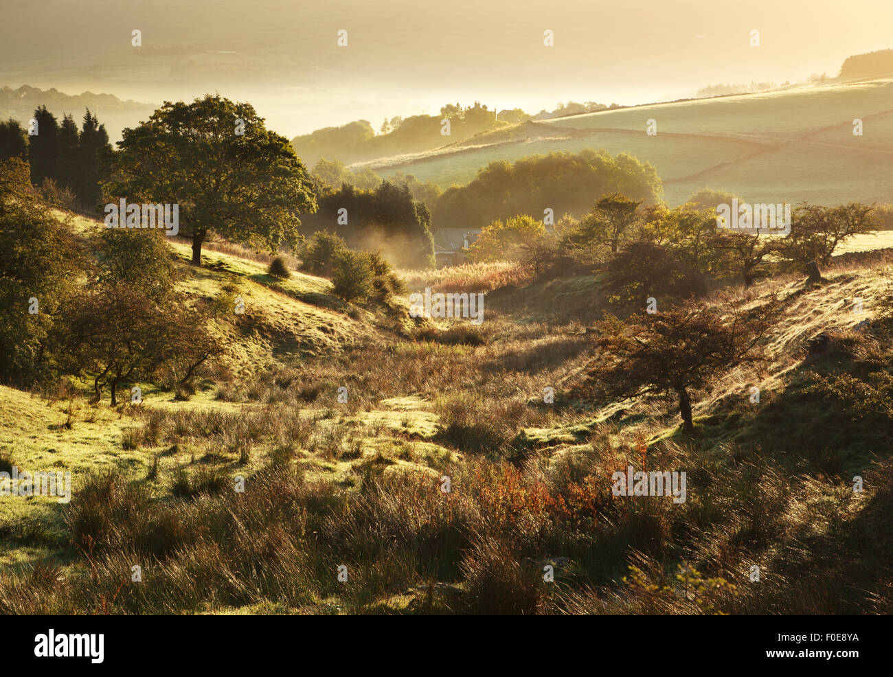 Bellissimo paesaggio inglese nel Peak District , a nord ovest dell'Inghilterra. Foto Stock