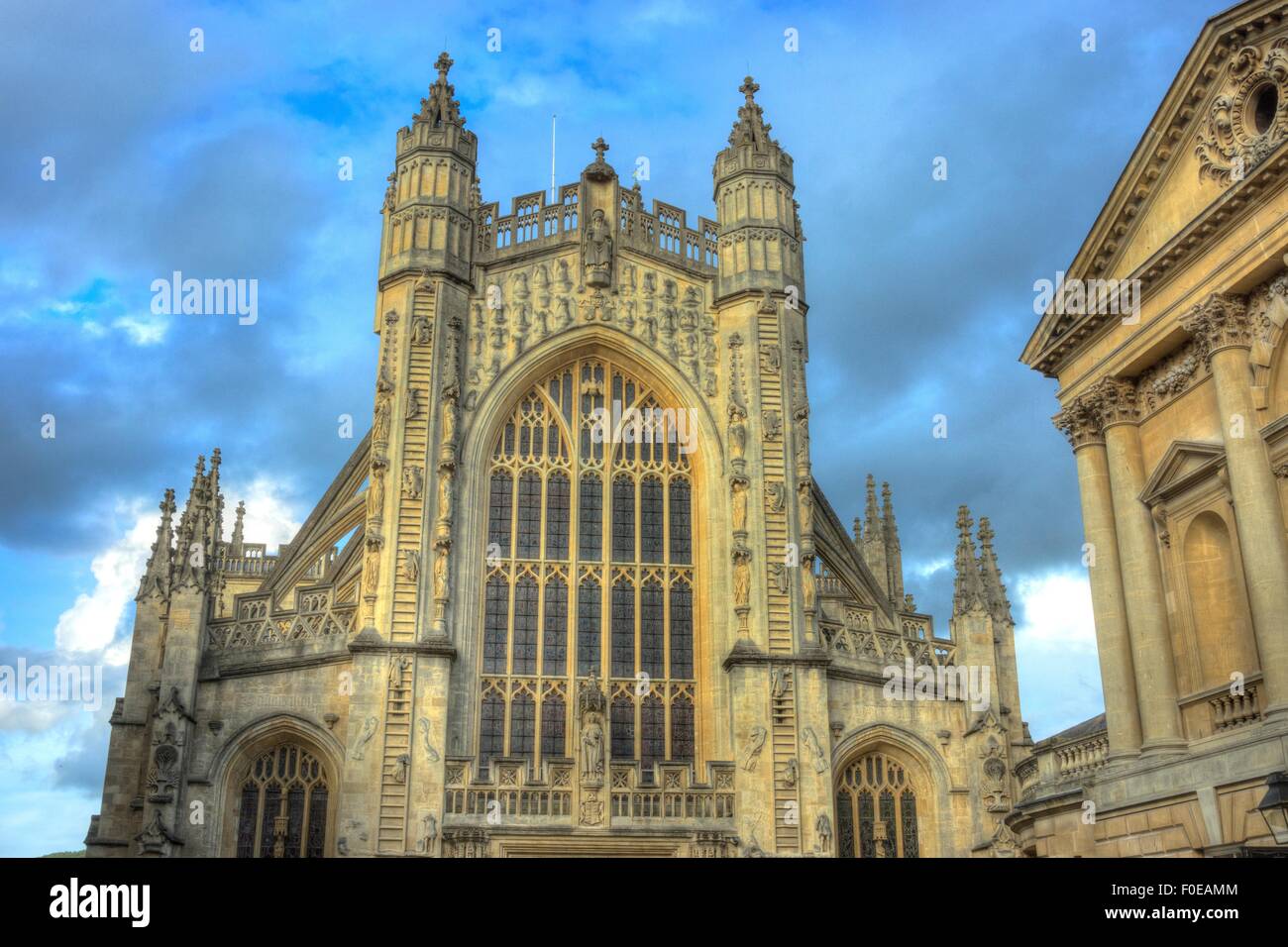 Città di Bath. Abbazia di Bath fronte ovest Foto Stock