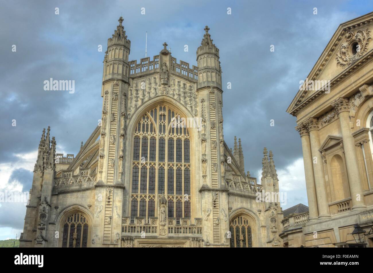 Città di Bath. Abbazia di Bath fronte ovest Foto Stock