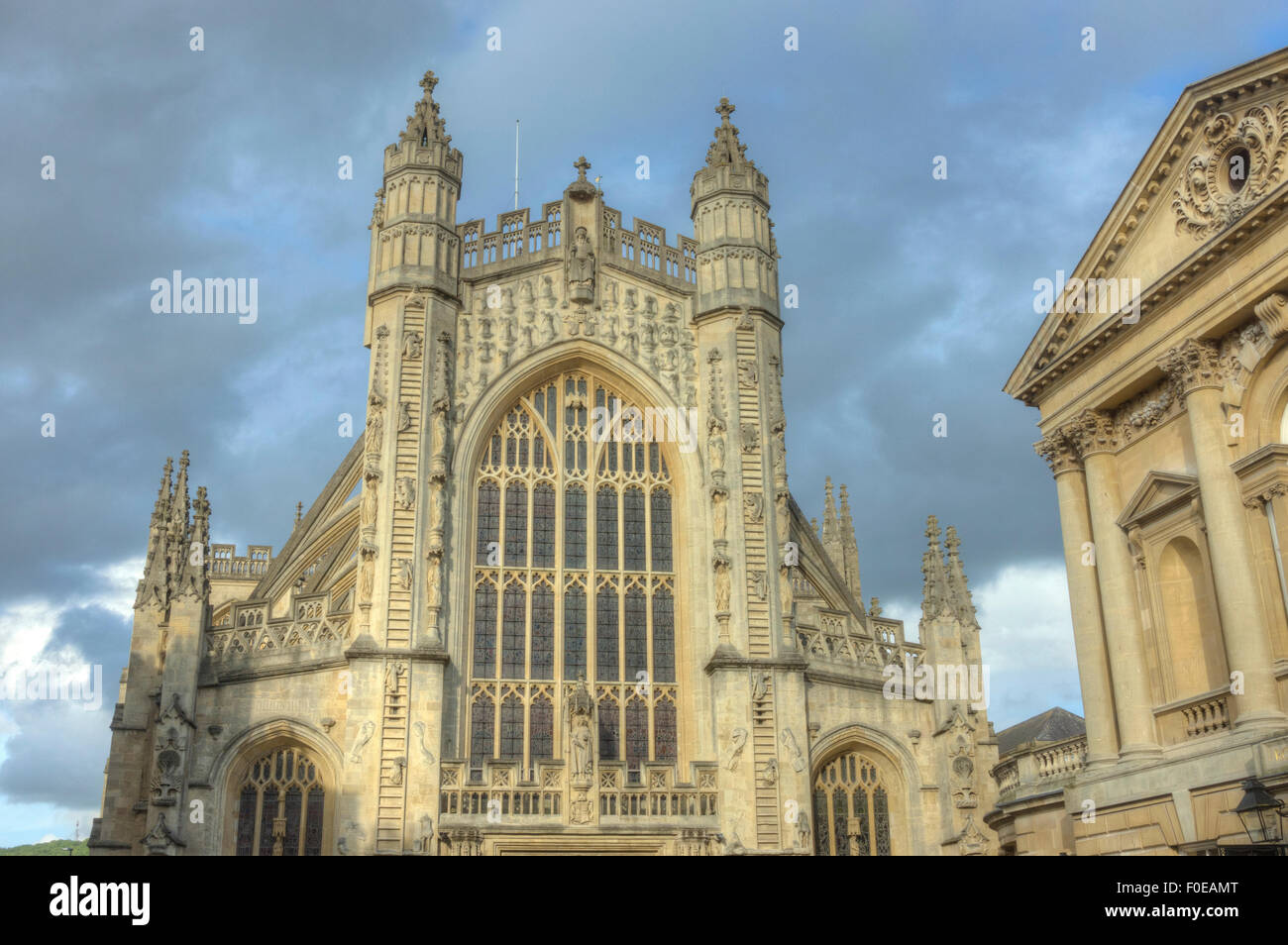 Città di Bath. Abbazia di Bath fronte ovest Foto Stock